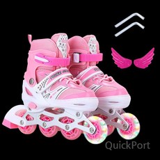 인라인 스케이트 어린이 풀세트, 핑크+ 싱글 플래시