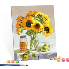 iLovePainting DIY 數字油畫 4050, 向日葵與玻璃瓶