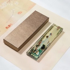 台灣下殺 文鎮 紙鎮 鎮尺 水晶玻璃鎮紙 壓書創意鎮尺 書法壓紙石 富春山居圖 蘭亭序 韆裏江山圖, 【張擇端-清明上河圖】20*5cm 禮盒, 1個