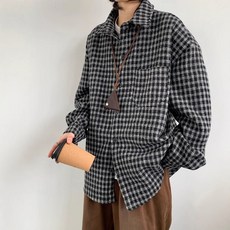 스타일닥터 남성 체크 긴팔 셔츠 루즈핏 긴팔 캐주얼 패션