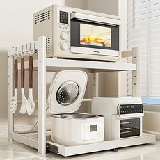 MHJY 슬라이딩 전자레인지 선반 단 높이 조절가능, 2단, 화이트