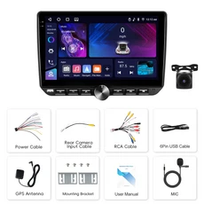 Podofo 안드로이드 2DIN GPS 자동차 스테레오 라디오 무선 Carplay 플레이어 FM 수신기 지원 후면 카메라 피아노, 4G 64G AHD Cam