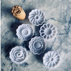 《糖軒町》月餅、綠豆糕兩用模具 輕鬆製作美味糕點 享受烘焙樂趣, 1個, 1.2兩-圓形(B)6片花片