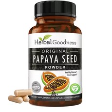 허브 굿니스 파파야 씨앗 분말 캡슐 600mg x 60알 소화 효소 파파인 장 및 대장 세척 빗자루 지원 100, 1개, 60정