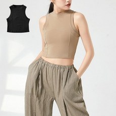 성인 무용 나시 필라테스복 민소매 발레복 트레이닝복, L_연브라운