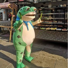 개구리탈 쇼츠 틱톡 인형탈 축제 개구리옷, 녹색 175-185 팬2개+보조배터리, 1개