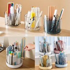 오토몬 펜꽂이 다용도 책상 정리대 아크릴 투명 회전 연필꽂이, A.일체형, A 일체형 그레이, 1개