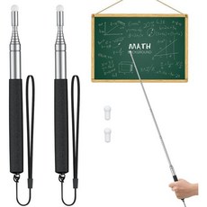 교실용 텔레스코픽 화이트보드 포인터를 위한 유니라이프 2팩 접이식 교사 포인터 스틱랜야드 및 교체 펠트 헤드 교사 코치 발표자 가이드를 위한 확장형 포인터 최대 39개까지.3, 2 Pcs, Black(up to 39.3")