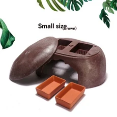 기어 다니는 애완동물 파충류 집 먹이통 가습 회피 둥지 조경 보습 및 냉각, 03 BrownSReptiles House