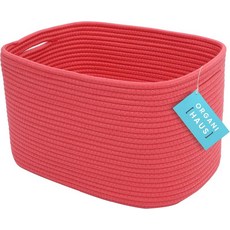 정리용 OrganiHaus 직조 보관 바구니 선반용 면 로프 정리함 옷장 및 보육실 반려견 장난감 장식함 수건 책 - 15x10x9 블랙, 1-Pack, Rainbow Coral