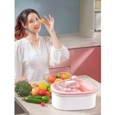 과일 야채 세척기 가정용 수동 세척 바구니 청결 청소, 프리미엄 체리블라썸핑크 (투명 뚜껑), 기본 색상