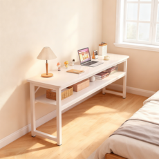 Bornoon 업그레이드 멀티 데스크 컴퓨터 책상 하단 선반 사무용 테이블 800/1000/1200, 화이트