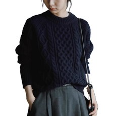 WAWAMOM 예쁜 여자니트티 꽈배기 니트 라운드 티셔츠 HJQ12