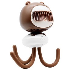 아미토 유모차 선풍기 휴대용 문어발 집게 거치대, 브라운, YM-F62