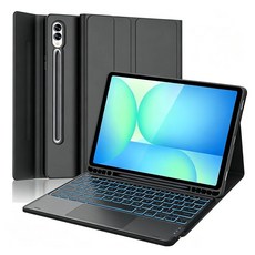 QYiiD 갤럭시 탭 S10 FE+/S10 FE 플러스 13.1인치용 터치패드 키보드 케이스 7가지 색상 백라이트 탈착식 스마트 태블릿 키보드 커버 S 펜 홀더 포함 탭