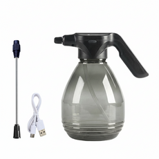 電動噴水壺 2.5L大容量園藝灑水壺, 灰色(送加長噴桿+充電線), 1套
