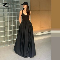 Zoovit 여성 민소매 원피스 정장 날씬해 보이는 나시 롱원피스