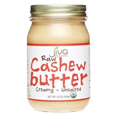 지바 오가닉스 생 유기농 캐슈 버터 16온스 병 Jiva Organics RAW Organic Cashew Butter 16-Ounce Jar, 12개입(1팩), 456g