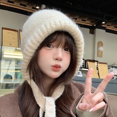 겨울 Ludia 디테일 구성 니트 후드 모자 바라클라바