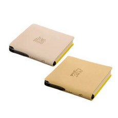 봄밤 포켓 정사각 노트 펜포함, 1세트, 크림베이지+카키베이지