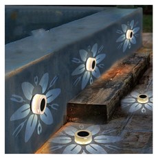 太陽能花紋燈 投光裝飾 免佈線戶外防水, 暖光