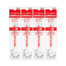 더주니 유니 제트스트림 볼펜 리필 0.7mm 단색 전용 리필심 SXR-7, 1개, 0.7 레드 4개 세트
