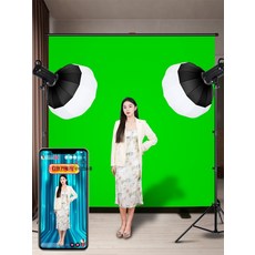 그린스크린 스튜디오 촬영 배경지 접이식 크로마키 배경 천 프로 사진 비디오 스탠드 휴대용 실용적인 디자인 견고한 외관 야외 사용 가능, 3x3m 그린 캔버스 + 3x2.6m 용문, 150x200cm