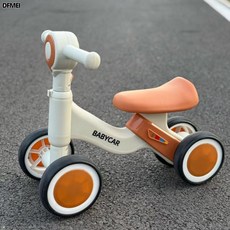 DFMEI 平衡車兒童1到3歲初學嬰兒學步車寶寶四輪滑行車防側翻入門溜溜車, 1個, 棕色/無燈光音樂/塑料小輪不靜音/無車筐:如圖
