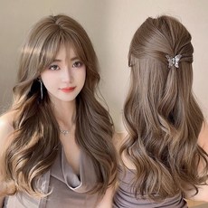 65cm 긴머리 곱슬머리 스타일리쉬한 빅웨이브 가발녀, 1개, 멜란지브라운