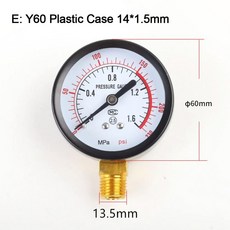 수영장 필터 수압 다이얼 유압 압력 게이지 Y60 공기 압축기용 계량기 압력계 0-1.6Mpa 0-230PSI, 01 E_01 CHINA