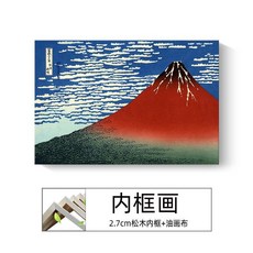 日式裝飾畫海浪浮世繪餐廳臥室壁畫酒店公寓帆布畫掛畫, 內框畫B,40x30cm