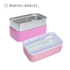 Marcus&Marcus 多功能雙層不鏽鋼分隔餐盒組, 1個, 花漾粉