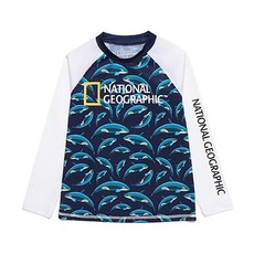 내셔널지오그래픽 키즈 N202KRG650 빅로고 패턴 래쉬가드 WHITE 915216