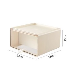 桌面手辦收納盒 透明防塵展示盒 化妝品收納, 1個, 奶油色【加高款】23*23*15cm,源頭廠家/支持定制/現貨充足