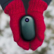 아뜨레 충전식 손난로 핫팩 보조배터리 대용량 10000mAh + 전용파우치, 그린