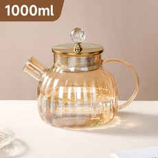 DIU 豎紋冷水壺耐高溫家用大容量泡茶套裝耐熱茶壺紮壺南瓜涼水壺, 1個, 1L:如圖, 1L
