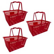 [나코] 플라스틱 쇼핑바구니 손잡이 편의점 마트 시장 쇼핑 매장 장바구니, 특대(애플레드), 3개