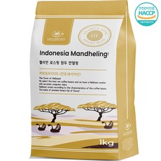 헬리빈 로스팅 원두 인도네시아 만델링G1, 1개, 1kg, 홀빈(분쇄안함)