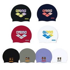 아레나 TS스포츠 그래픽 실리콘수모 귀여운수영모 성인 아쿠아로빅 생존수영 강습용 프리미엄 남성 여성 공용 수, 플래그(블랙)
