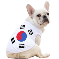 카라몰리 태극기 강아지 옷 쿨링 메쉬 티셔츠, 화이트, 1개