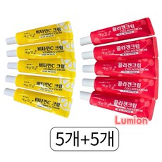 [당일발송]예쁜얼굴 콜라겐크림25ml 5개 + 예쁜얼굴 비타민C크림 5개 미백 광택 수분 주름개선효과비타민c크림 약국용화장품 휴대용작은화장품여행용화장품답례품선물, 25g, 10개