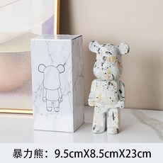 폭력적인 곰 장식품 창조적 인 재미있는 거실 TV 캐비닛 장식 어린이 돼지 저금통 트렌드 오피스 클럽 장식, 27cm, 스플래시 잉크 스팟, 1개