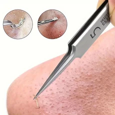 너무이뿌네요 1팩 엑스트라 파인 5호 셀룰러 블랙헤드 족집게 - 얼굴 미용 제거 바늘 도구 피부 관리용 최고입니다, AL0051PC실버