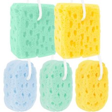 RAINFLOW 5PCS 목욕 스펀지 - 여성 남성 청소년용 부드러운 각질 제거 샤워용 수세미 목욕 스펀지 여성용 10대용 큰 사이즈 풍성한 거품 3가지 색상의 스펀지 루파 바, RAINFLOW 5PCS 목욕 스펀지 - 여성 남성 청