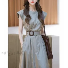데일리무드 여성 고급스러운 벨트 롱원피스 여름 데일리 출근룩 심플 모던 원피스