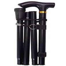 물결샵 접이식 폴스틱 휴대용 보행 용품 산행 지팡이 노인용 다용도 등산, 블랙, 1개