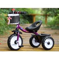 新款兒童三輪車腳踏車遛娃車小孩自行車寶寶手推車2-5歲 嬰兒童車, 1個, 經典紫:如圖所示