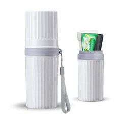 LIKAJON 칫솔 여행용 케이스 칫솔 및 치약용 블루 여행용 칫솔 컵 홀더 여행 캠핑 비즈니스 스쿨용 휴대용 여행용 칫솔 용기, 회색