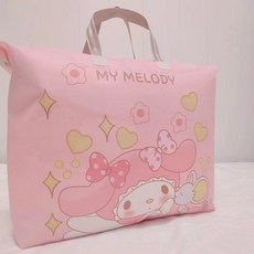 【新款促銷】幼稚園收納袋 防水防潮 衣物整袋 兒童棉被袋 睡袋收納 居傢收納 購物袋 被子收納袋 幼兒園收納袋新款 加厚, 1個, 美樂蒂送名字牌,加大80x60x17cm, 1個裝