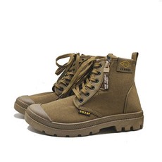 JJ SWEE 迷彩帆布工裝靴 側面拉鍊設計 耐磨橡膠鞋底